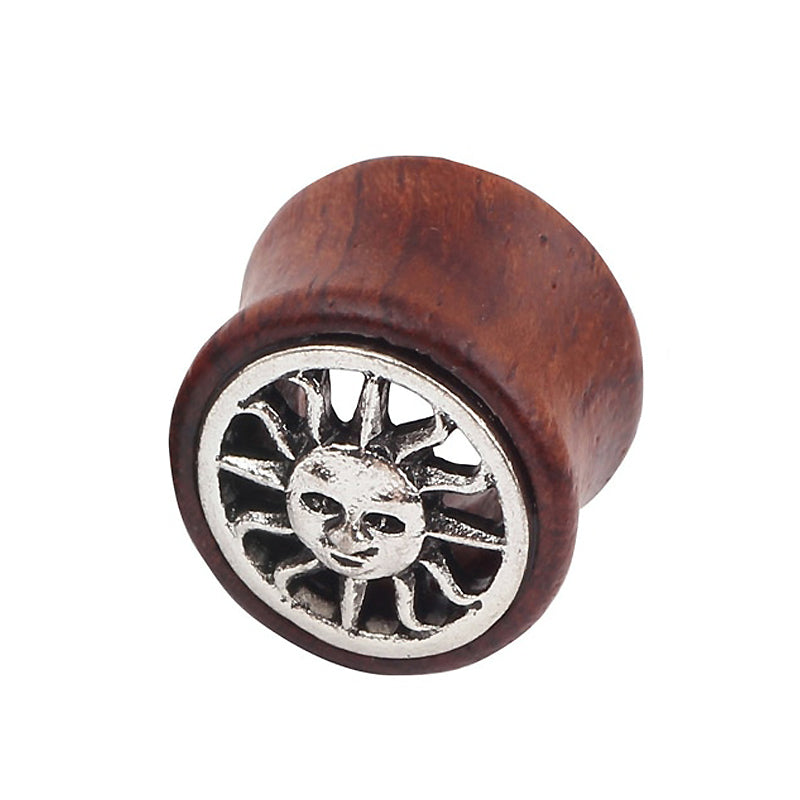 1 PC Bamboo Wood Ear Plugs Jewelry Gauges / Flesh Tunnel Expander with Sun