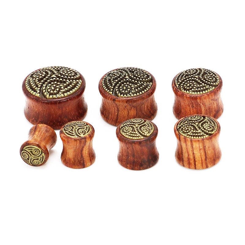 1 PC Bamboo Wood Ear Plugs Jewelry Gauges / Flesh Tunnel Expander with Wing
