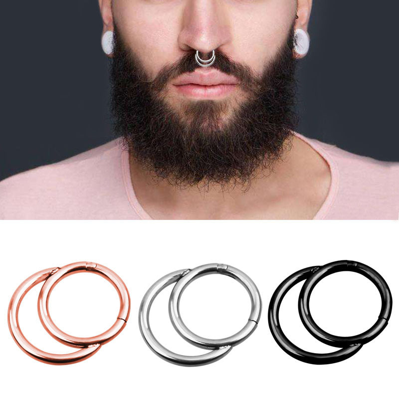 1PC Double Layers Steel Clicker / Segment Nose Hoop Rings / Hinged Ear Nose Piercing