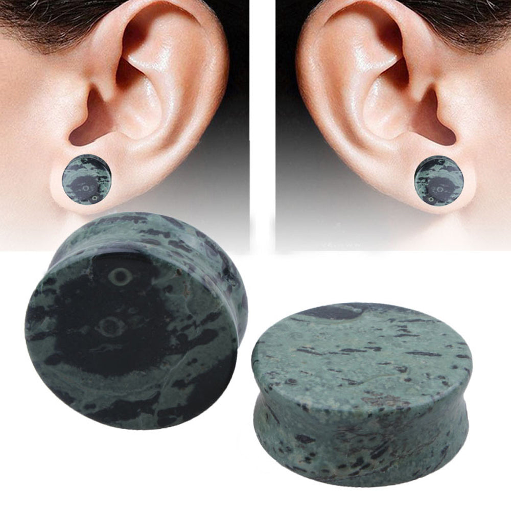 1PC Stone Ear Plugs / Gauges Earrings Flesh Tunnel Piercing / Green Eye Stone Expander Body Jewelry