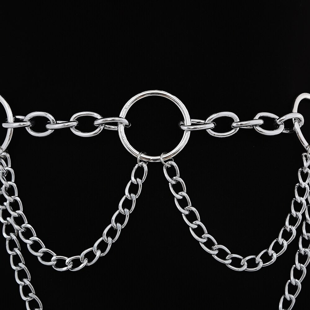 90s metal chain belt / Statement waist chain for Women