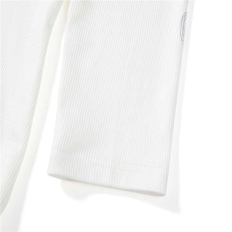 Aesthetic Cross Wings Print Long Sleeves Tops / Casual Ribbed Women's Clothes