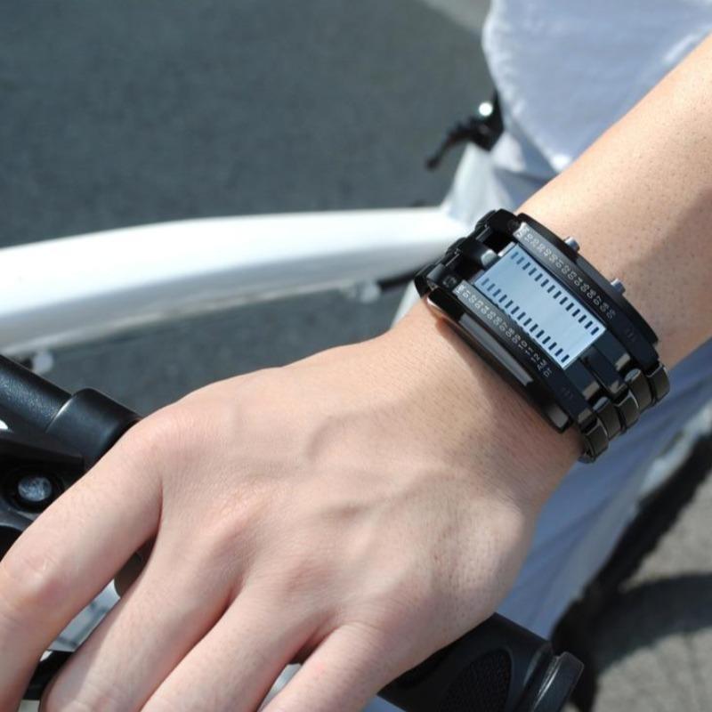 Alternative Fashion Creative Sport's Watch Stainless Steel Strap LED Display Waterproof