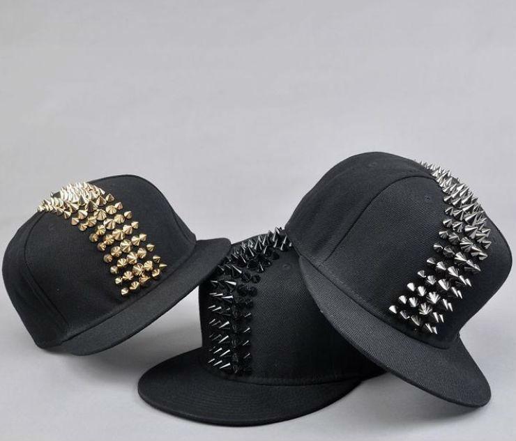 Spike Studs & Rivet Baseball Caps / Men & Women Punk Rock Flat Snapback / Alternative Fashion