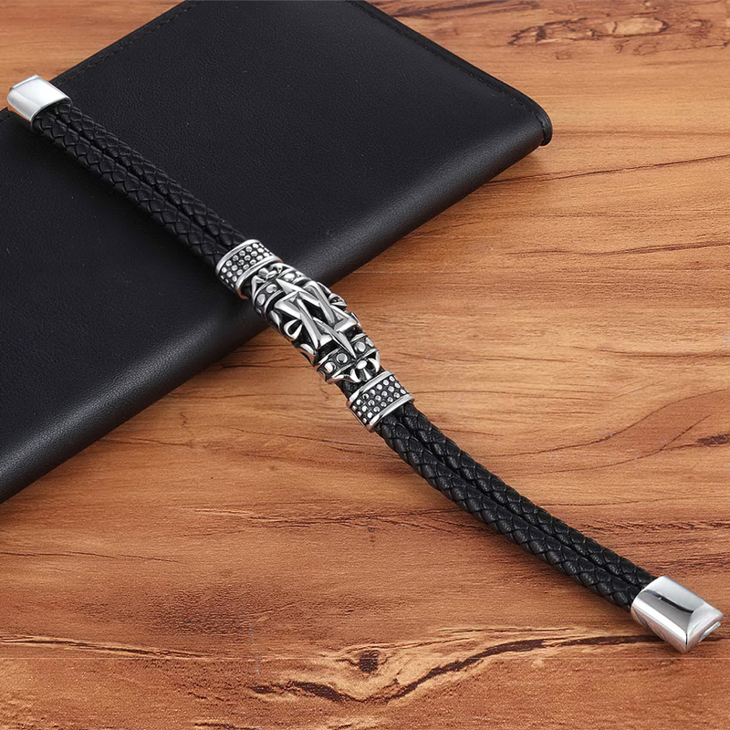 Ancient Architecture Totem Bracelet for Men / Vintage Small Adorn Article Genuine Leather Bracelet