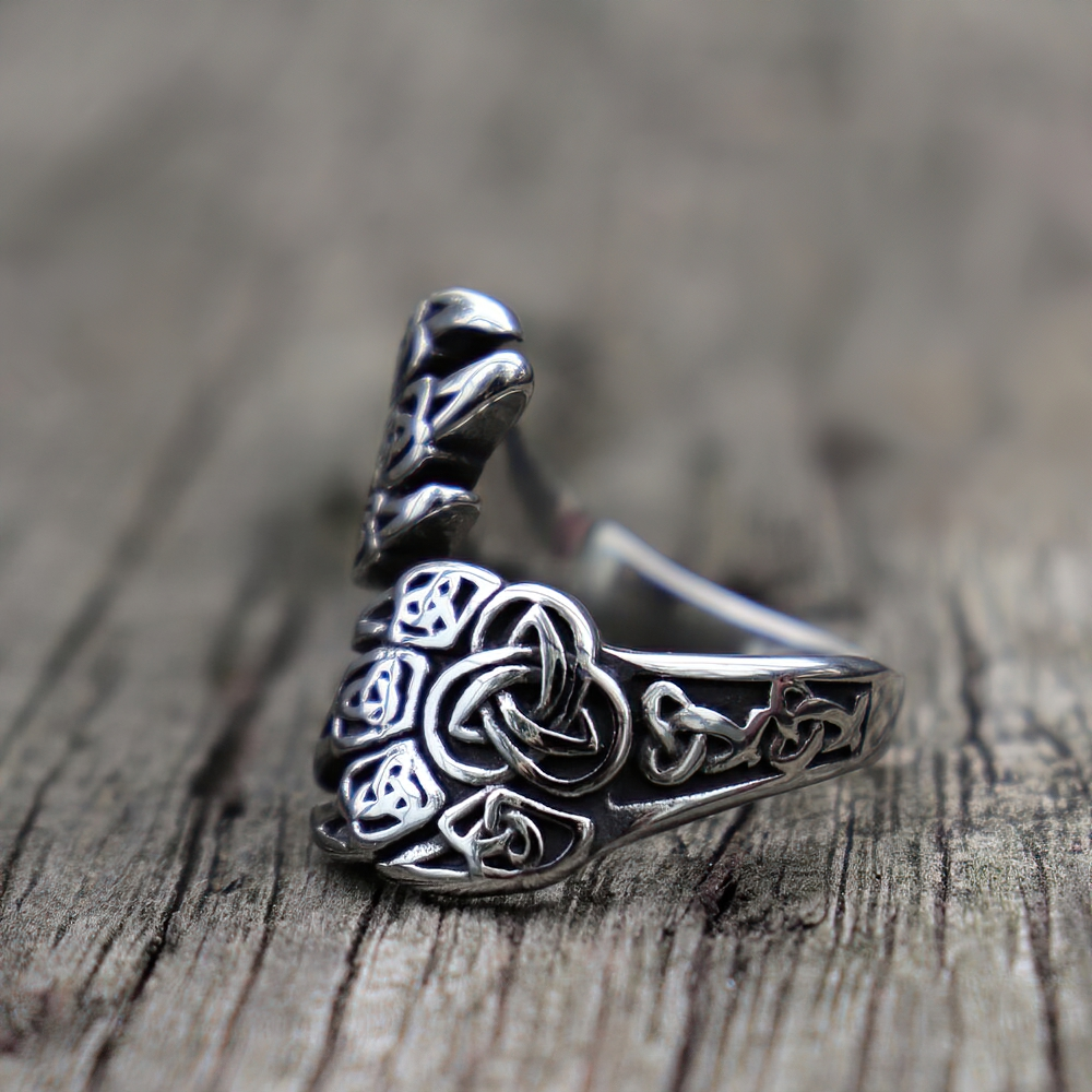 Bear Claw Stainless Steel Ring / Triquetra Symbol Ring / Men's And Women's Nordic Style Jewelry