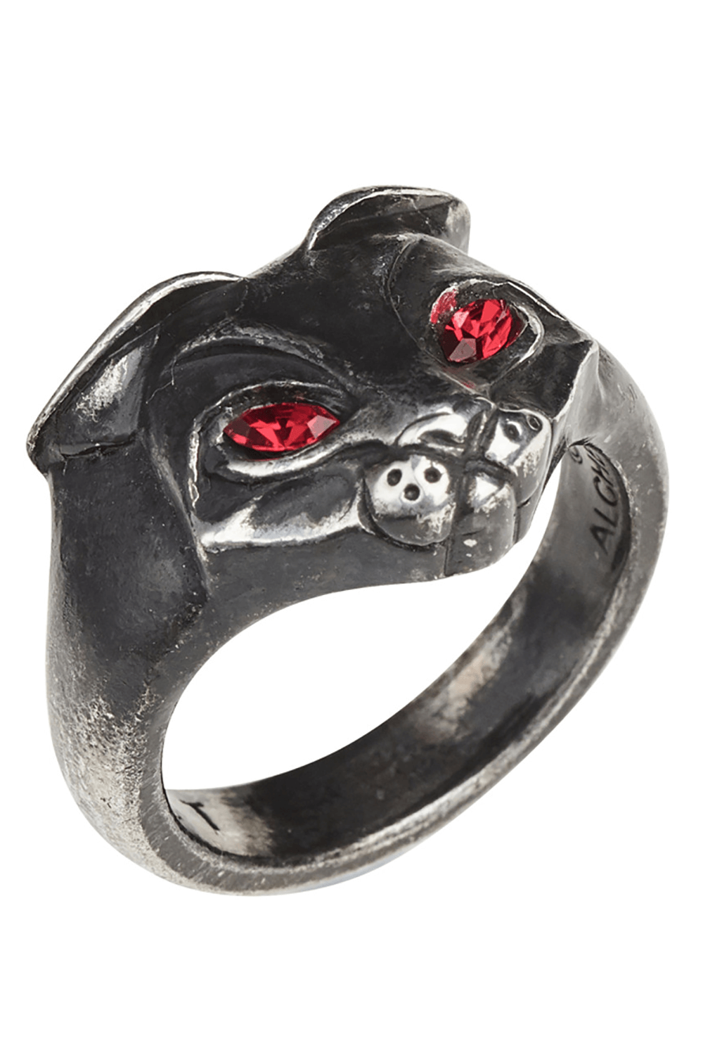 Black Cat Ring with Red Crystal Eyes Gothic Style