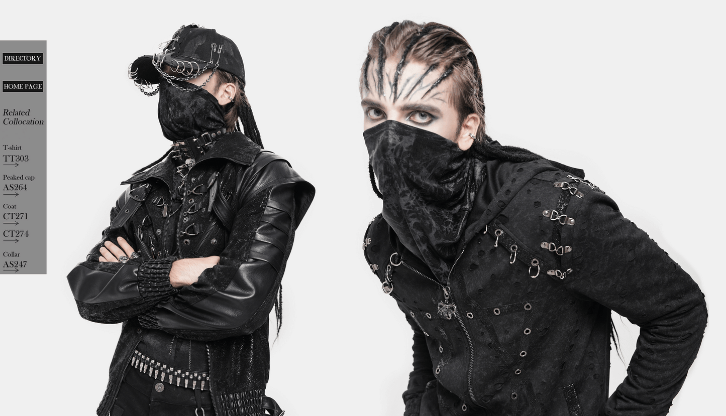 Black Crushed Neck Scarf for Gothic and Alternative Fashion