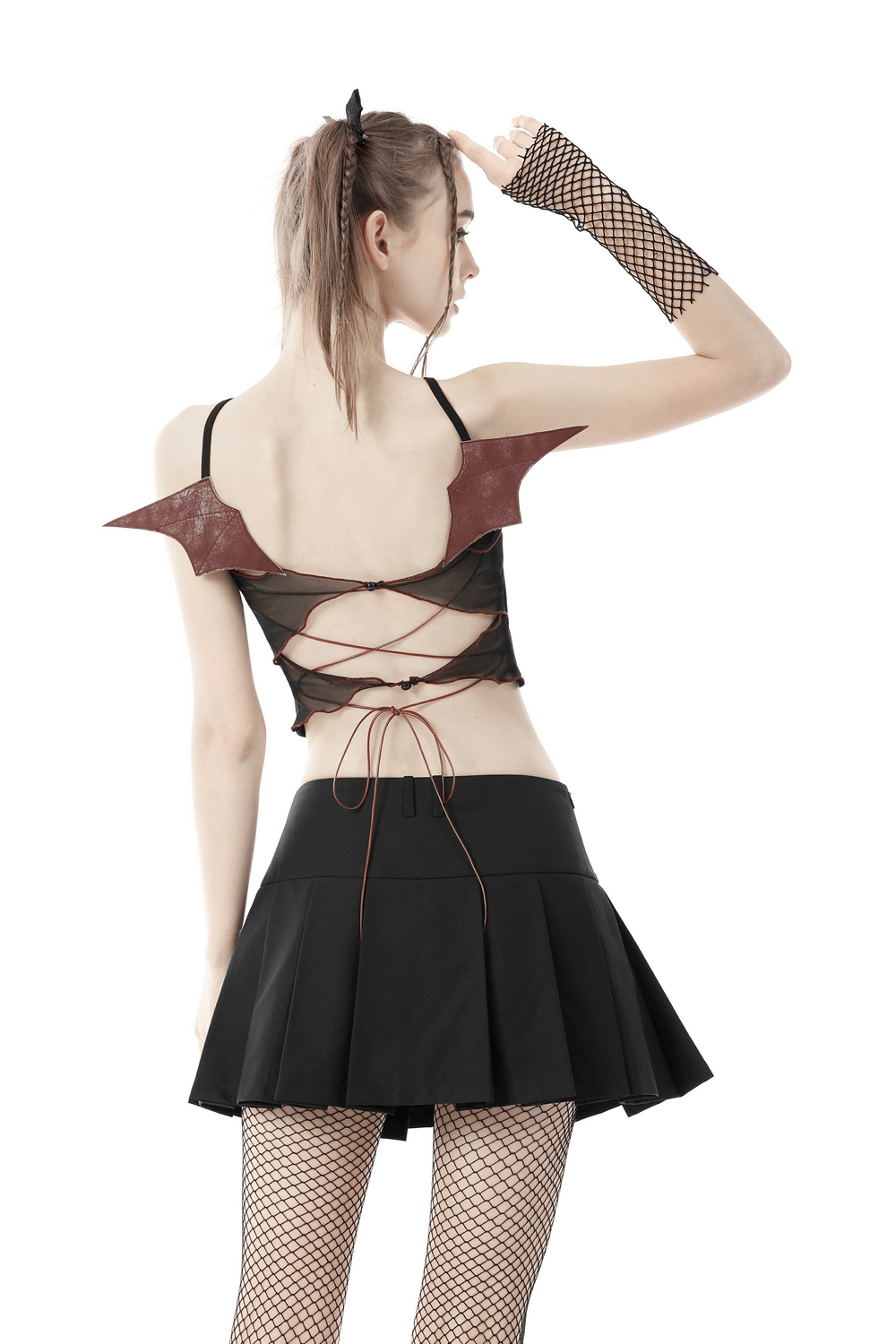 Black Gothic Batwing Crop Top - Punk Rock Style