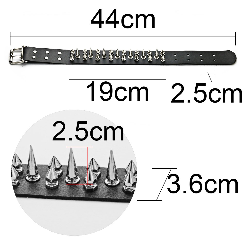 Black PU Leather Studded Choker Necklace / Spiked Gothic Collar