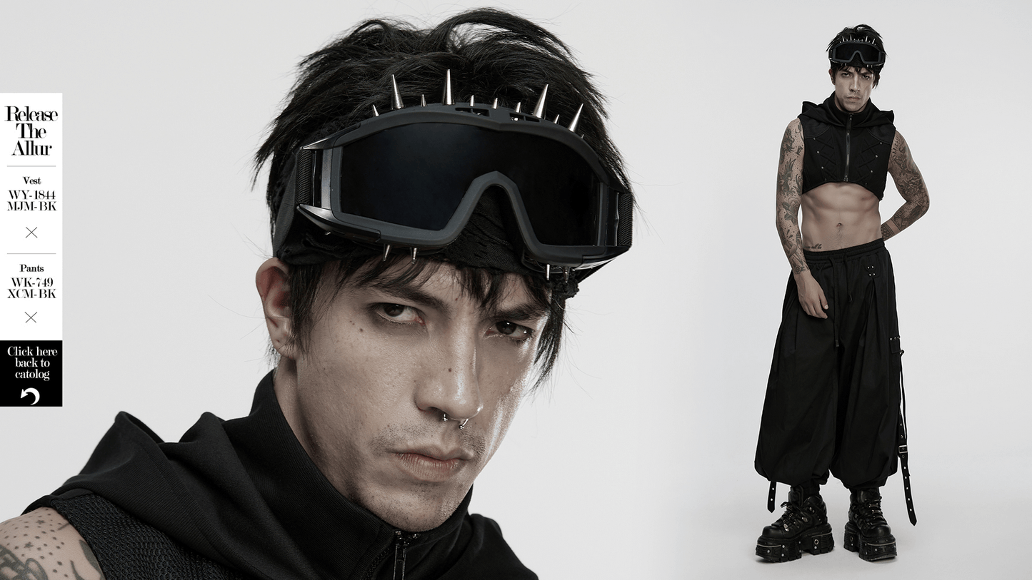 Black Spiked Punk Glasses with Adjustable Elastic Strap