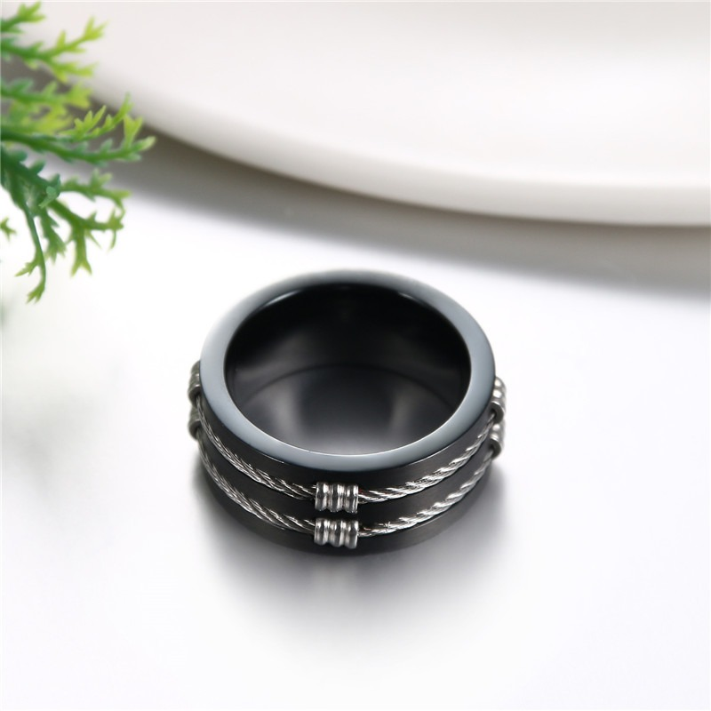 Brushed 316L Stainless Steel Unisex Rings With Cable Wire / Men's And Women's Alternative Jewelry