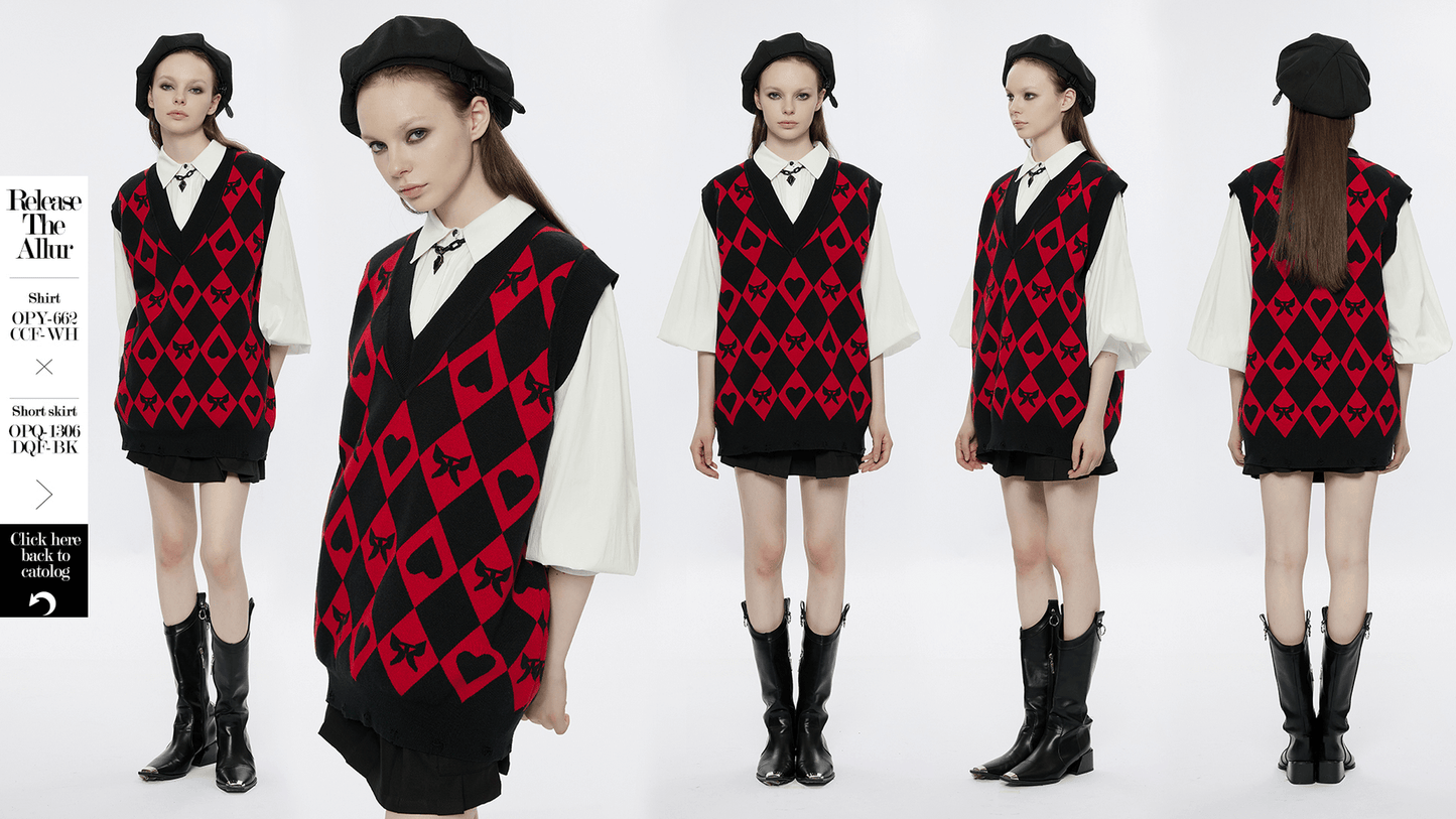 Butterfly And Heart Diamond Weave Pattern Vest