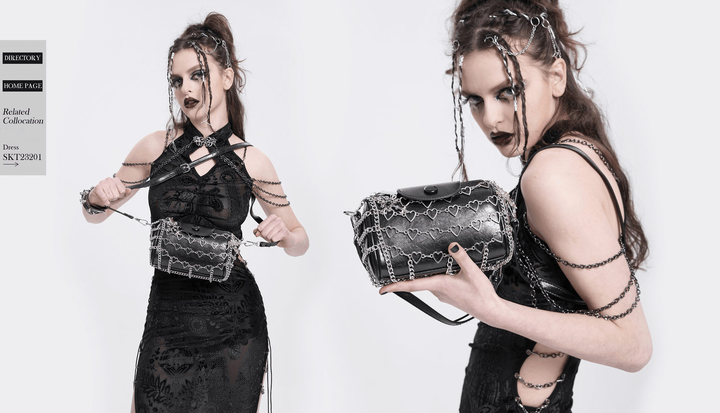 Chic Heart Pattern Chain Crossbody Bag for Women