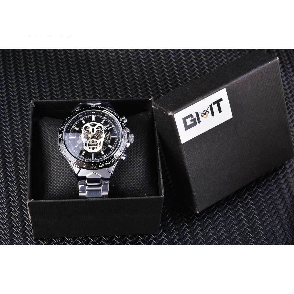 Cool Watch with Luminous Hands / Unisex Gothic Watch / Mechanical Watch with Skull