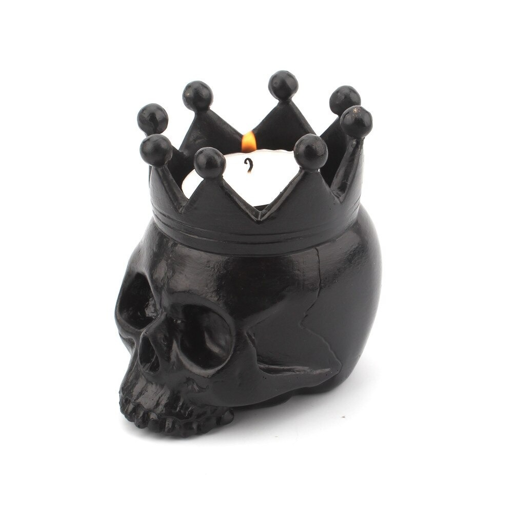 Crown Skull Candle Holder / Decorative Stand with Skeleton / Home Decoration Sculpture