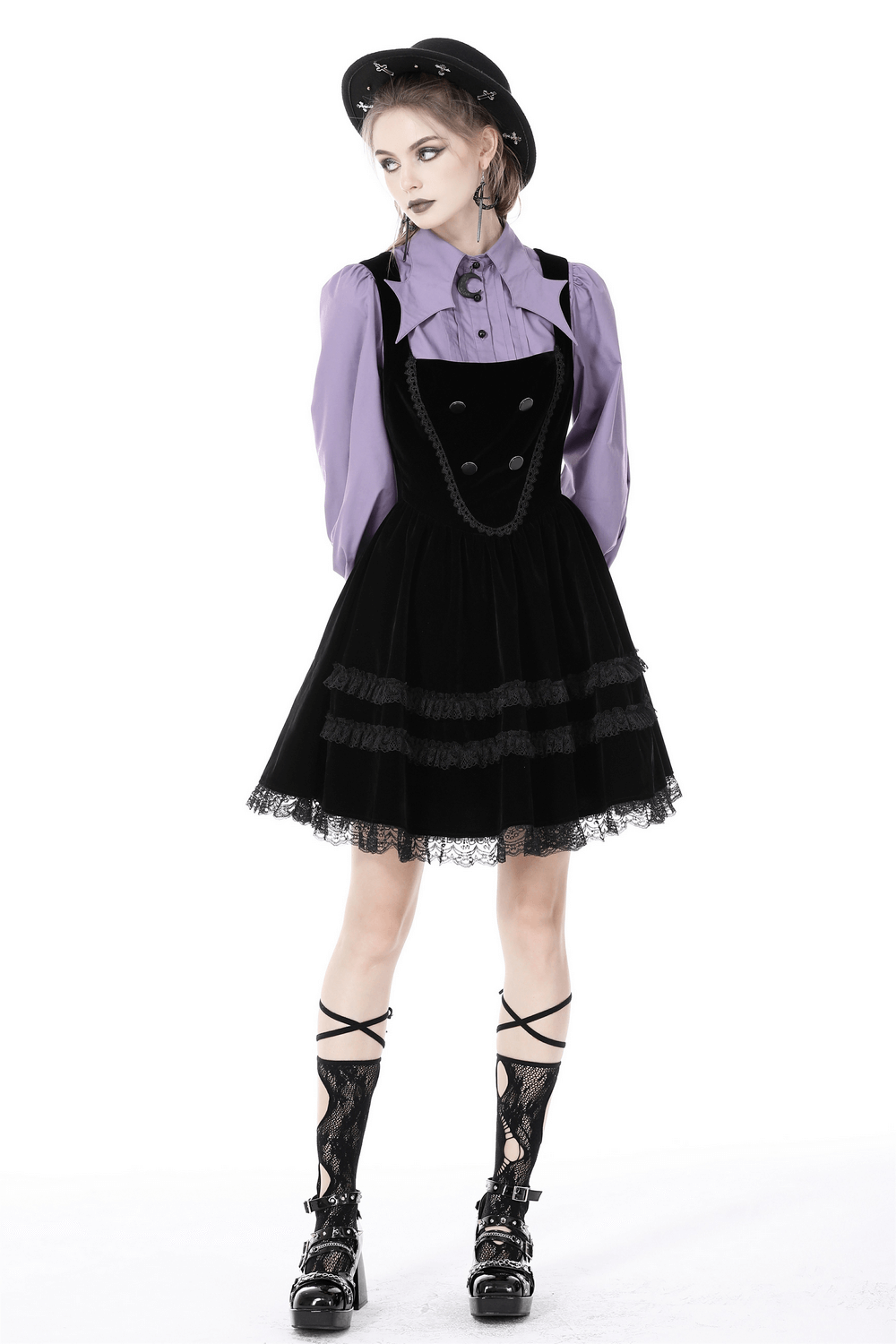 Elegant Purple Blouse with Ruffled Sleeves and Ties