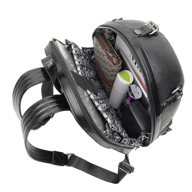 Fashion 3D Skull Head Backpack / Unique Gothic Zippered Backpack