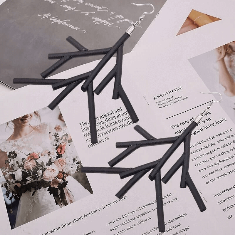 Fashion Black Rubber Earrings / Gothic Jewelry For Women / Handmade Big Accessories