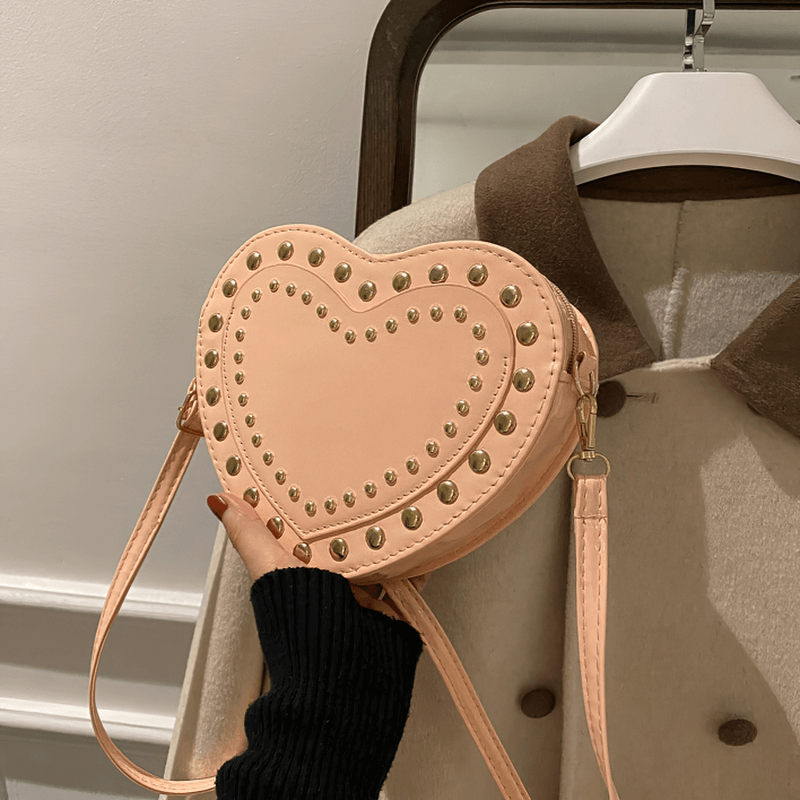 Fashion Heart Shape Small Bag with Rivets / Single Shoulder Women's Bag