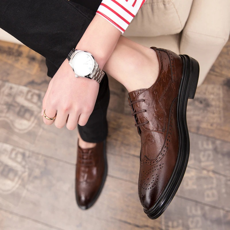 Fashion Male Genuine Leather Shoes / Derby Shoes Lace-up Flat
