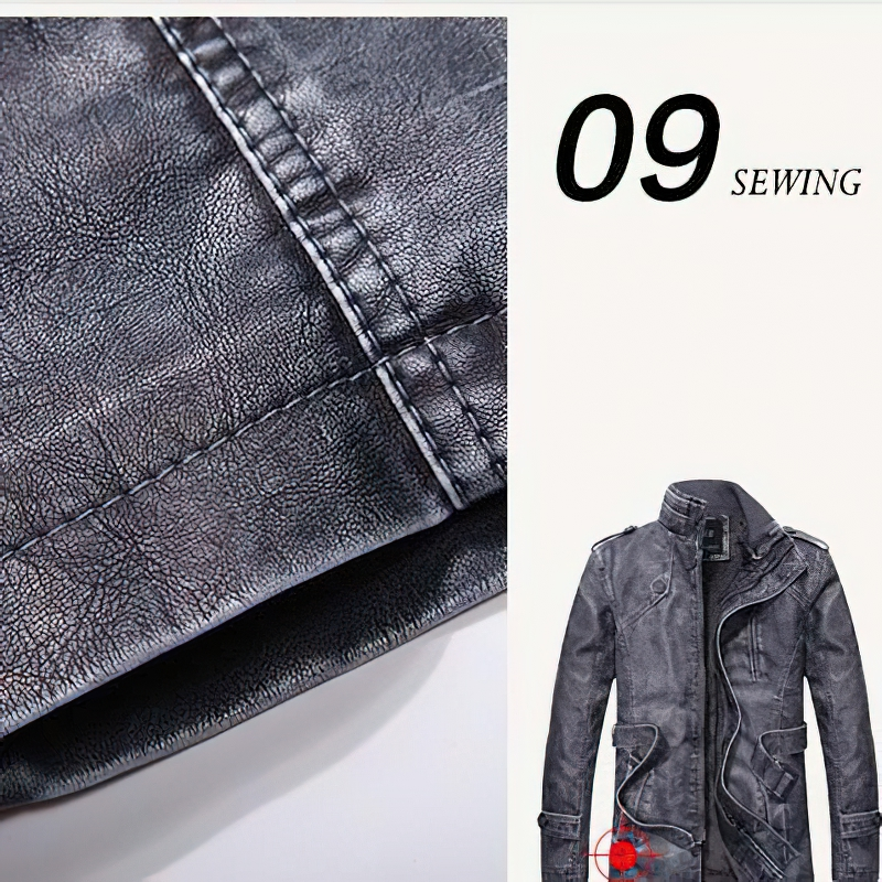Fashion PU Leather Jacket For Men With Waist Belt / Casual Streetwear