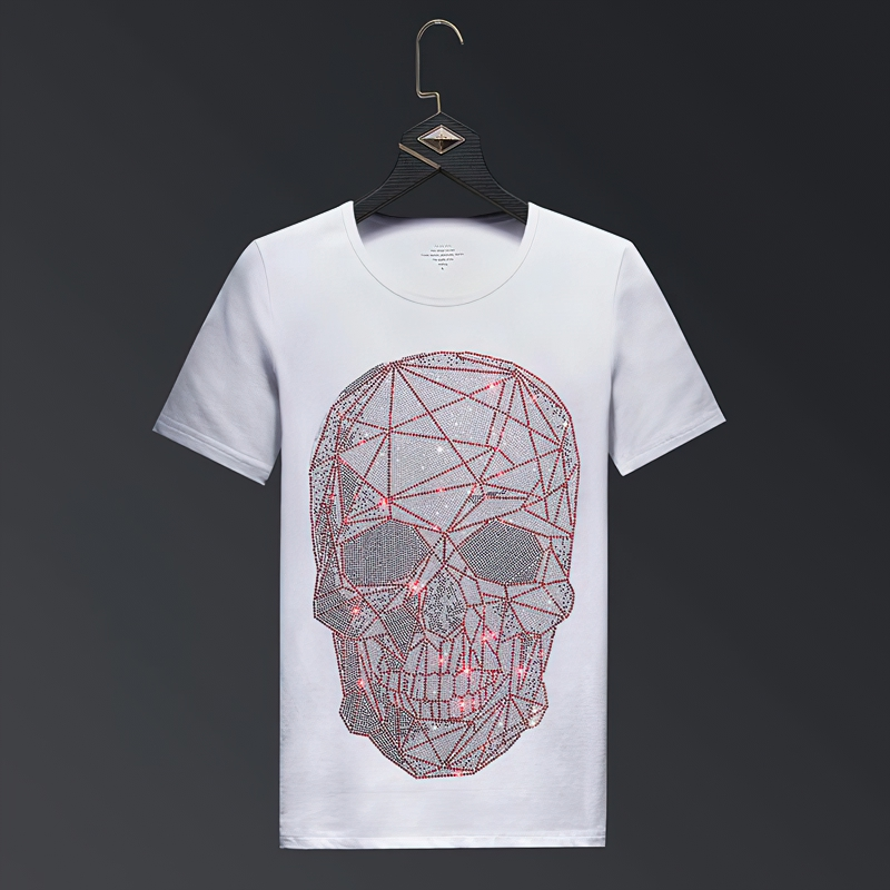 Fashion T-Shirt with Skull of Rhinestones / Casual Slim Tshirts / Alternative style Clothing