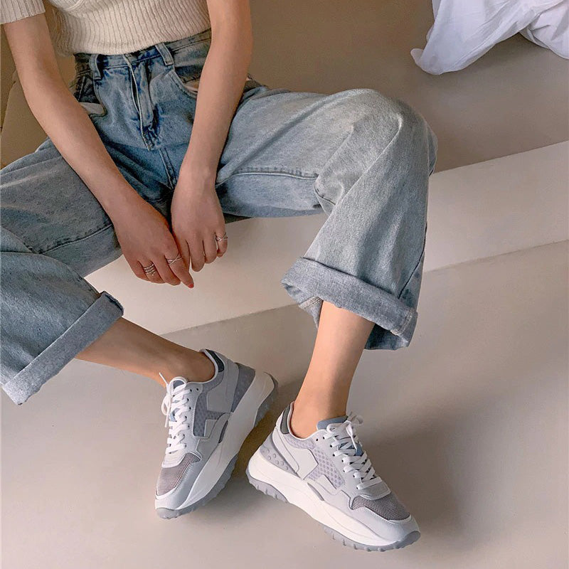 CLEARANCE / Fashion Women's Patchwork Genuine Leather Sneaker