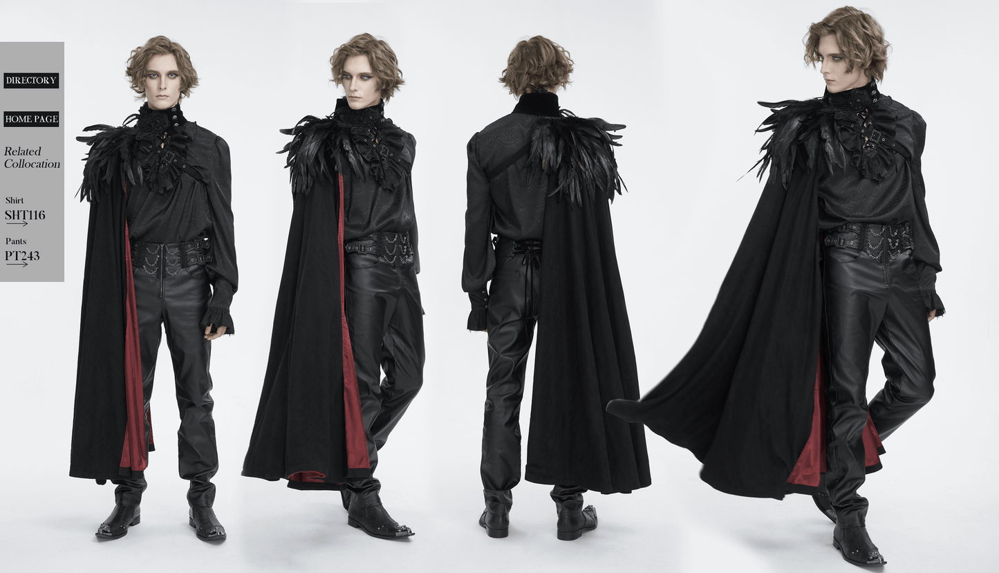 Feathered Black Asymmetric Cape for Evening Glam