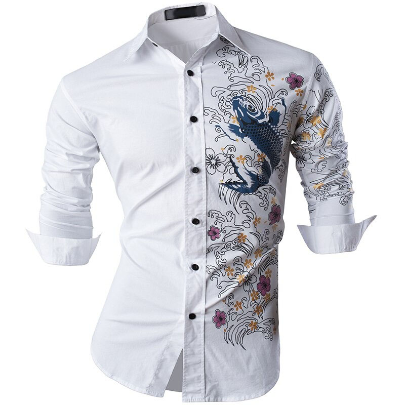 Flower Print Slim Shirt for Men / Elegant Long Sleeve Shirt for You