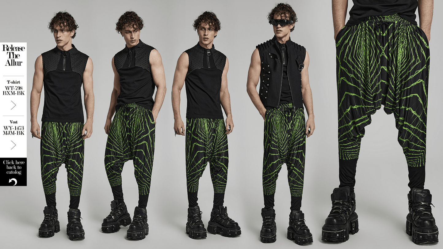Futuristic Lightwave Harem Pants with Elastic Waist