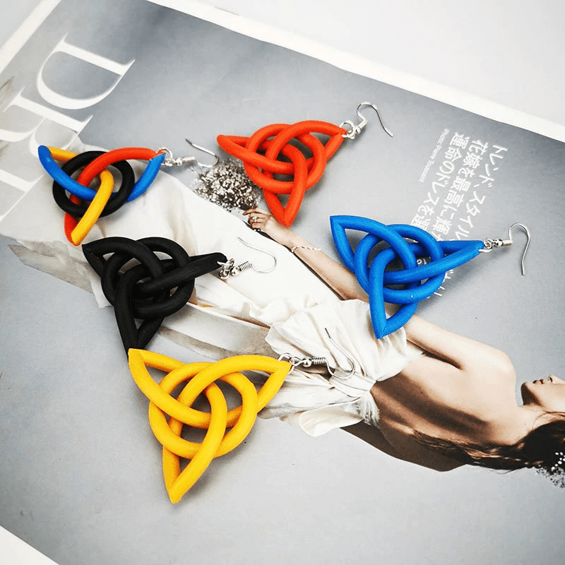 Geometric Drop Female Earrings / Multicolor Rubber Earrings / Handmade Ethnic Accessories