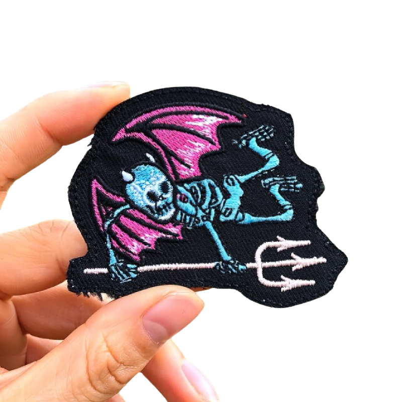Goth Patch For Clothes Skeleton Of Wings And Forks / Stylish Unisex Accessory For Clothes