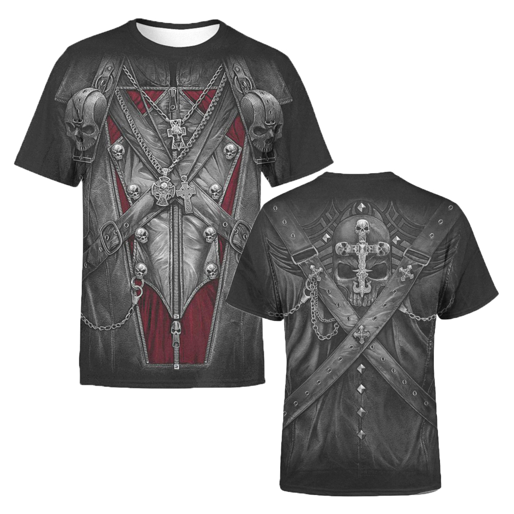 Gothic Alternative T-shirt with 3D Print Skull / Black T-Shirts Short Sleeve and Round Neck