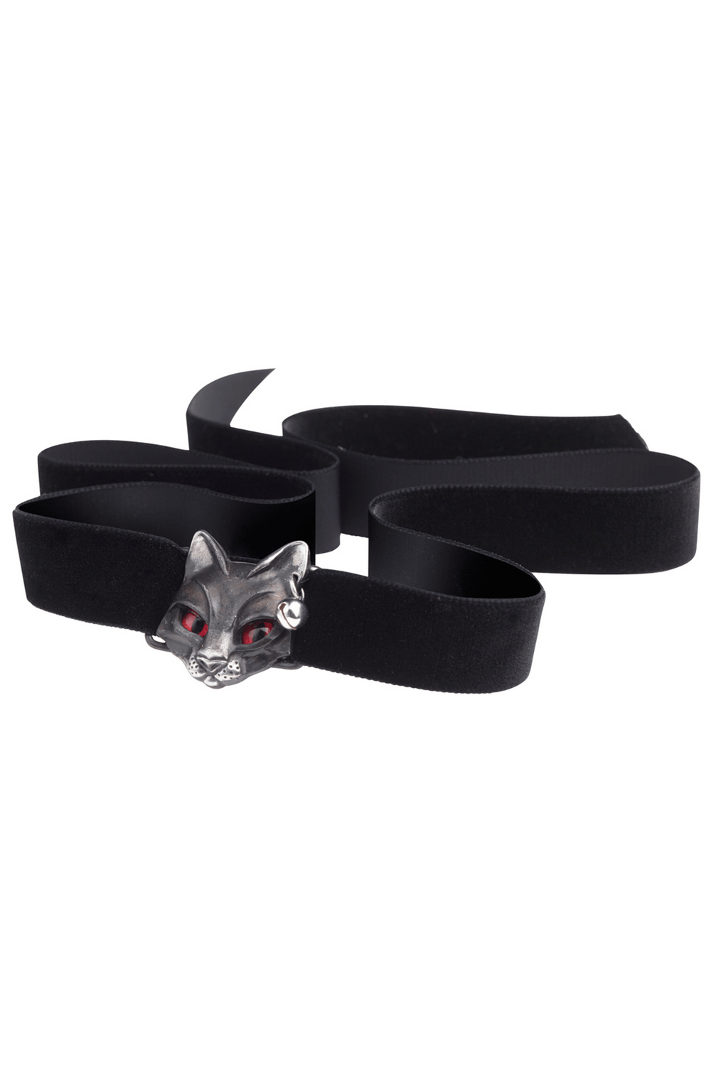 Gothic Bastet Cat Choker with Red Eyes and Black Velvet Band
