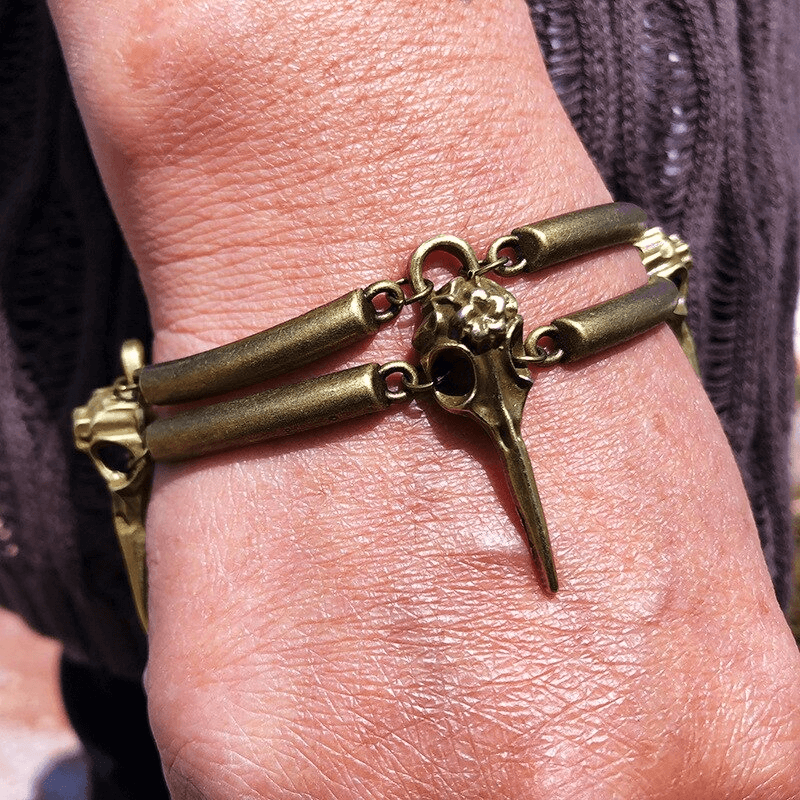 Gothic Crow Skull Bracelet For Men and Women / Vintage Mystery Witch Bracelets
