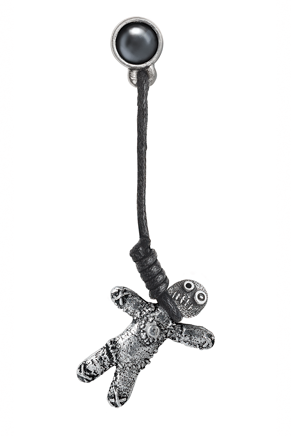 Gothic Pewter Voodoo Doll Dangle Stud Earring