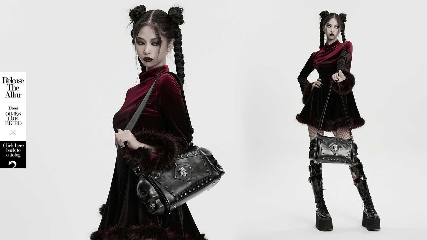 Gothic Punk Coffin Skull Shoulder Bag with Rivets