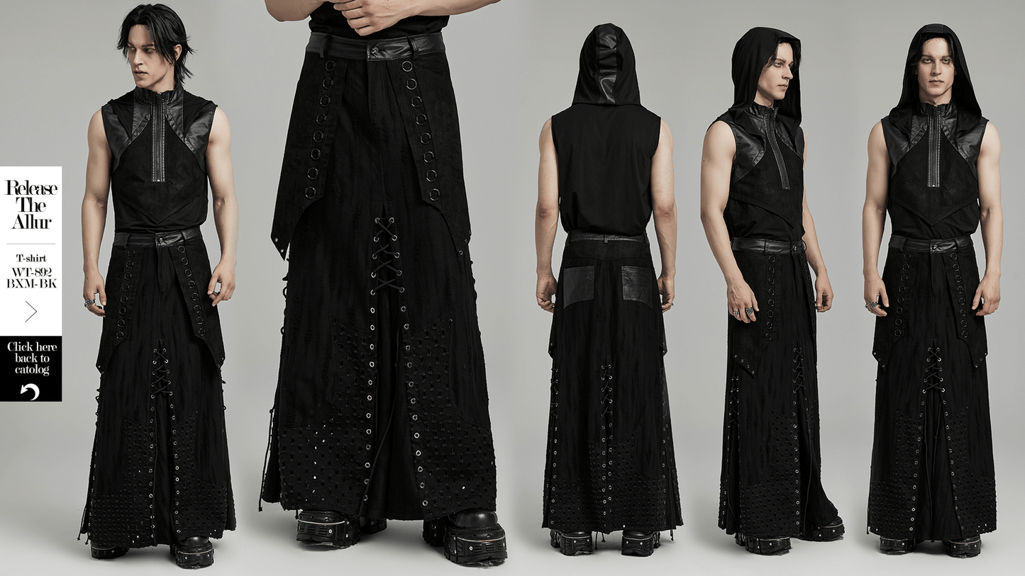 Gothic Punk Layered Skirt with Metallic Accents