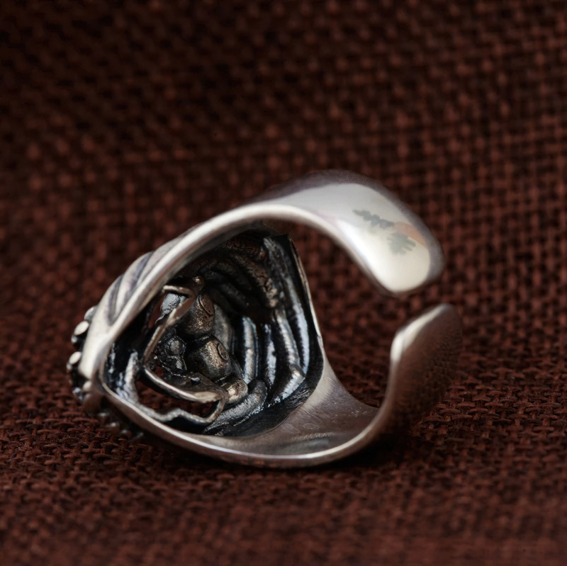 Gothic Ring Of Reaper Death Skull / Unisex Solid Jewelry Of 925 Sterling Silver