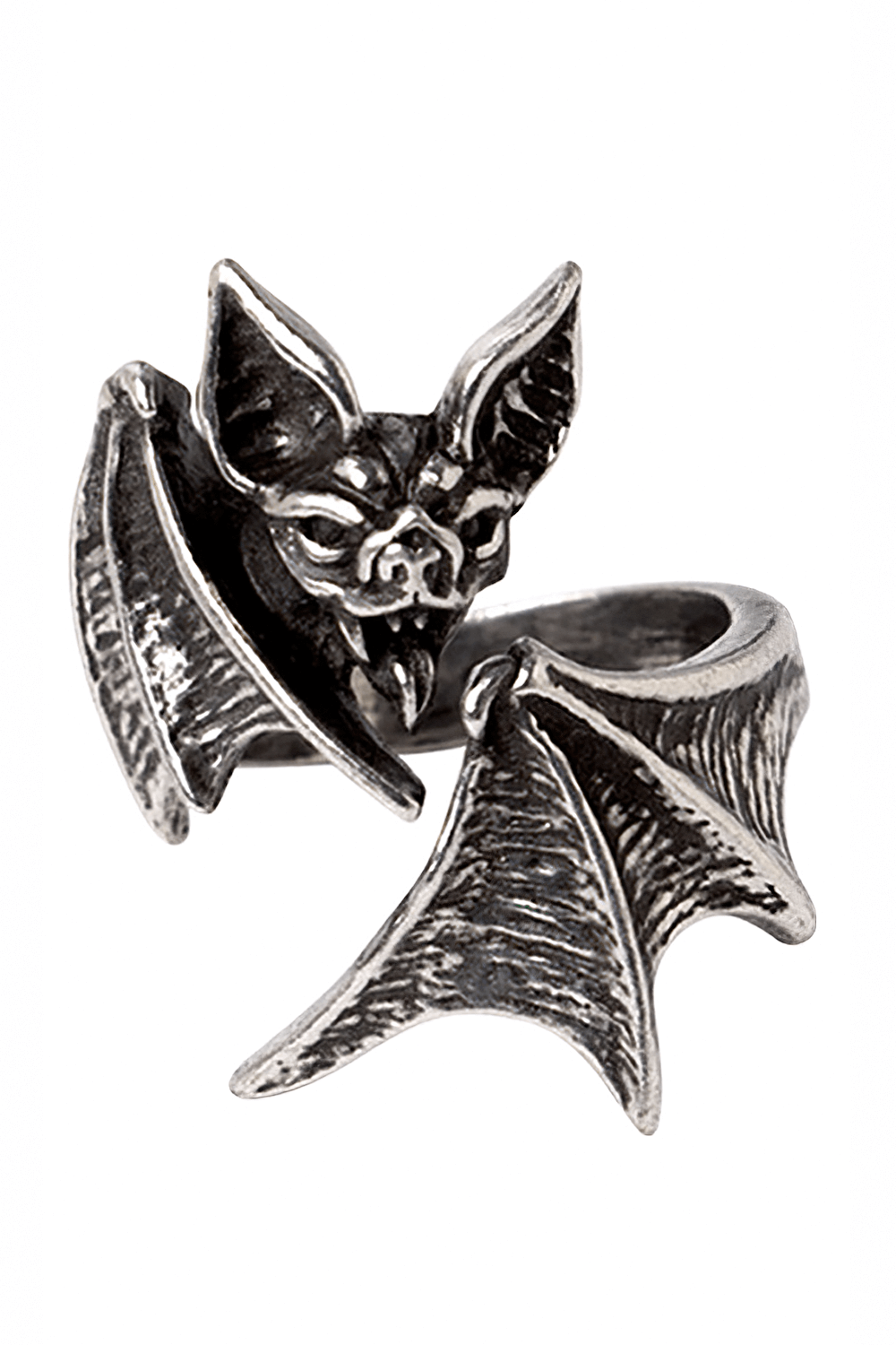 Gothic Unisex Nighthawk Bat Ring in Antiqued Pewter