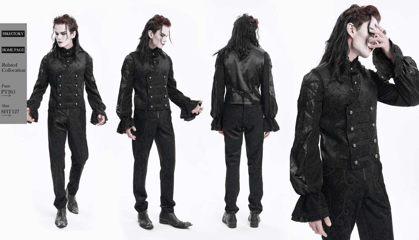 Gothic Waistcoat with Decorative Buttons for Men