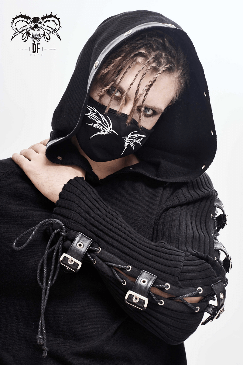 Gothic White Butterfly Face Mask / Mask with Adjustable Elastic Bands