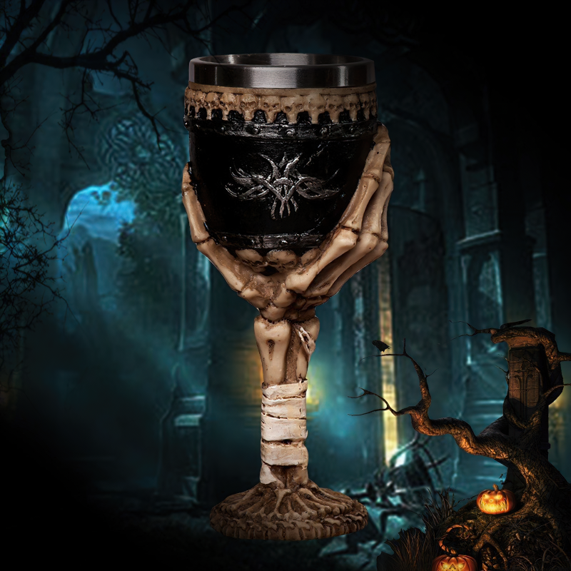 Horrible Death Claw Wine Glass with Stainless Steel and Resin / Vintage Style Bar Drinkware