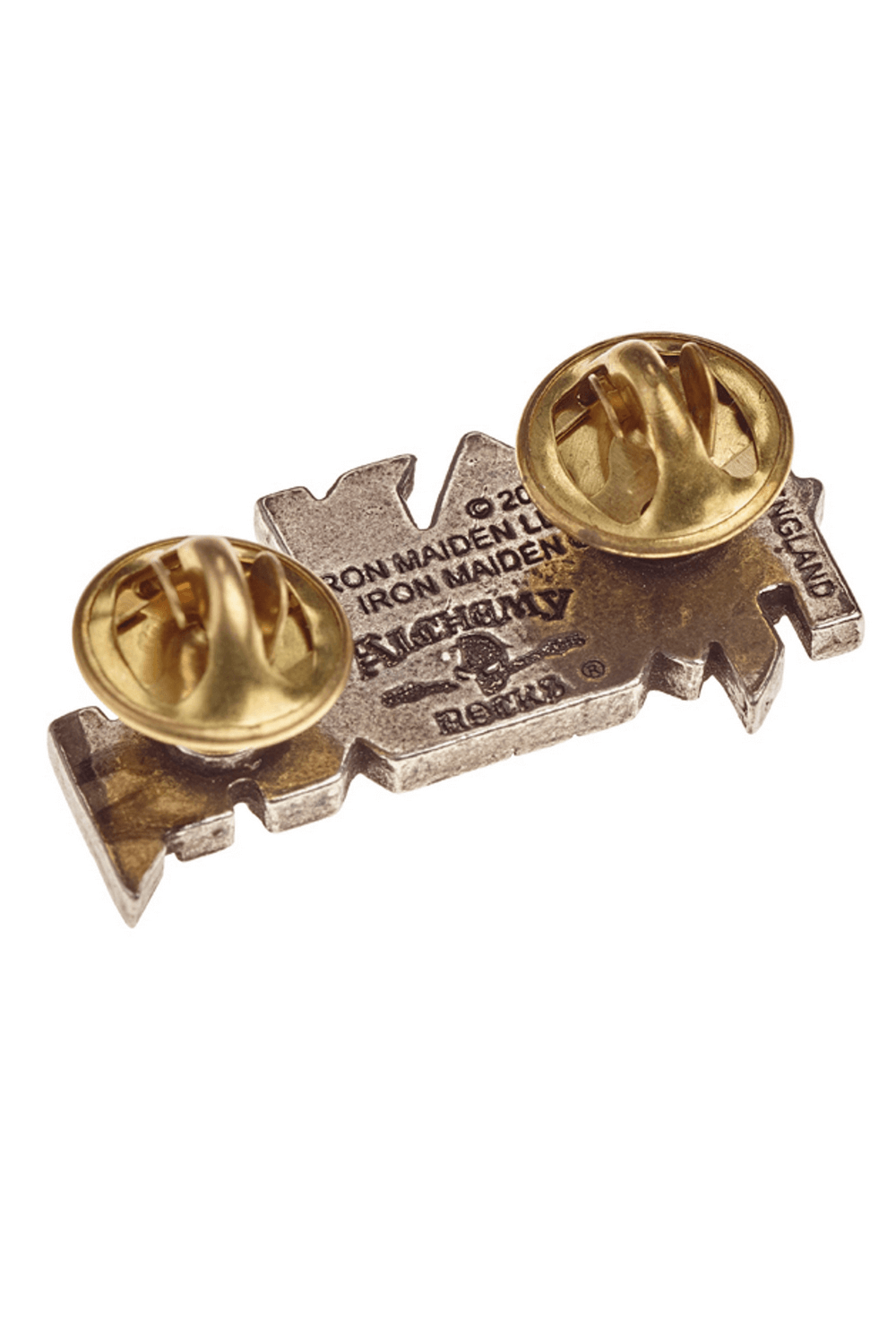 Iron Maiden Logo Pin Badge Antiqued Pewter Enamel