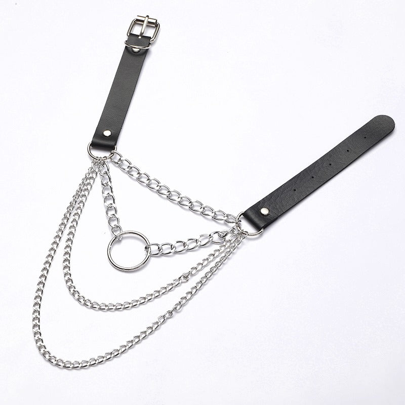 Layered Chain Necklace Jewelry / Gothic O-Ring Pendant Necklace for Men and Women