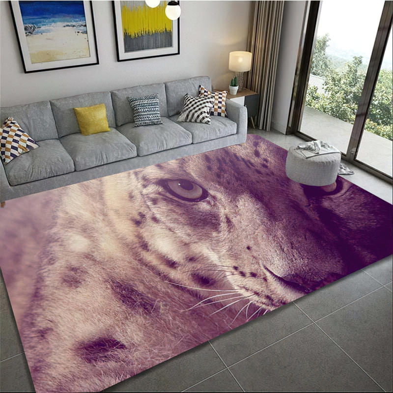 Luxury Carpets Of 3D Leopard Pattern For Home / Rectangular Large Rug For House Rooms