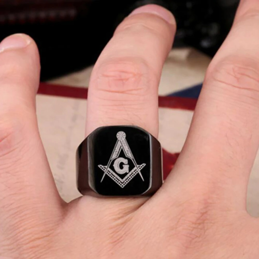 Masonic Ring for Men and Women / Stainless Steel Signet Ring in Punk Style