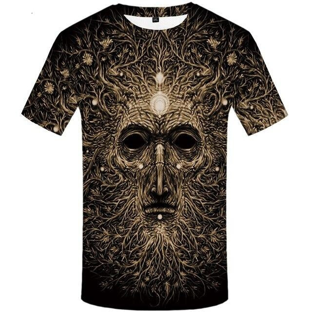 Men T-Shirt Black And White Punk Rock Clothes Gothic Style 3d Print Clothing Streetwear