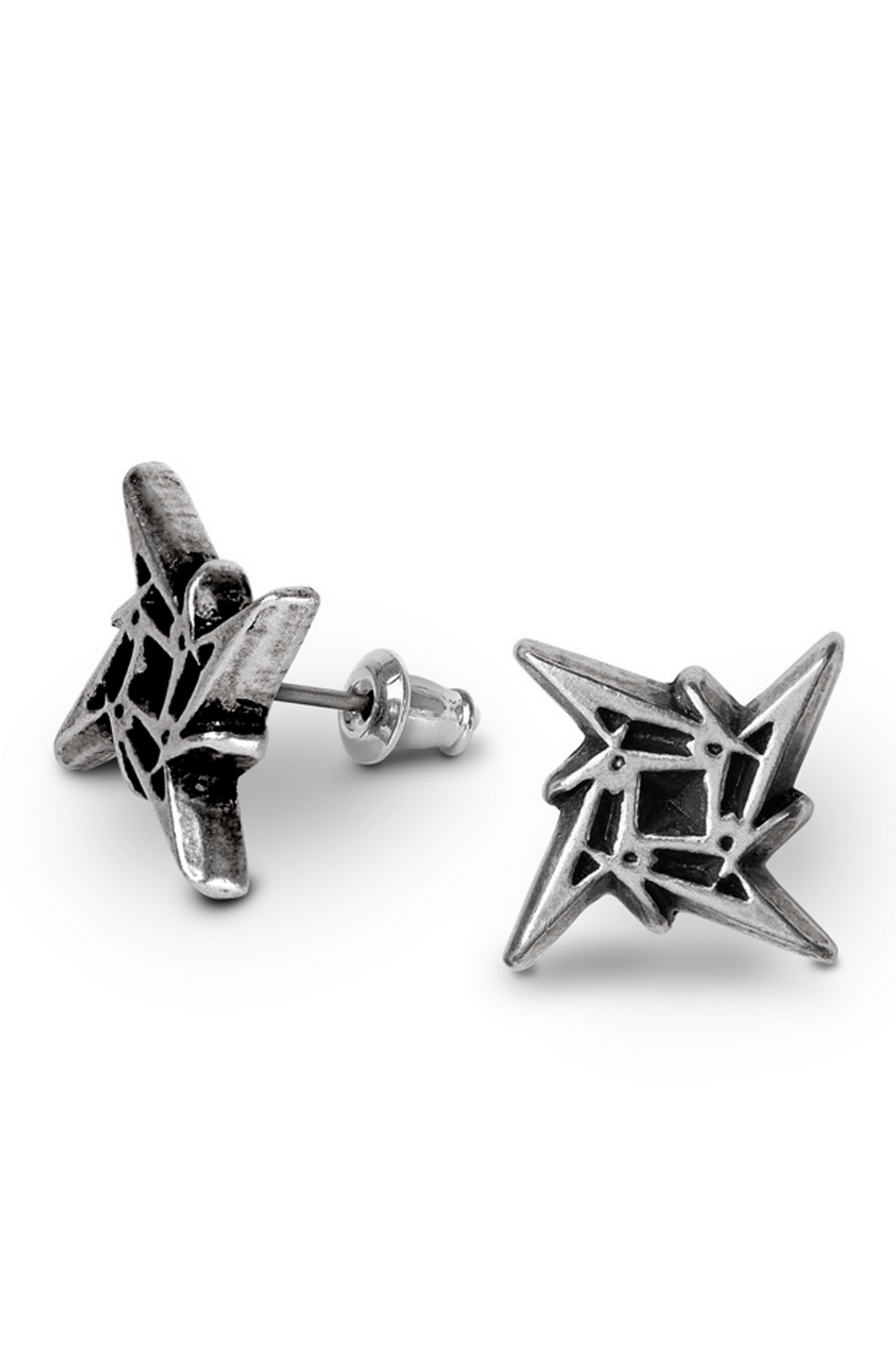 Metallica Ninja Star Pewter Logo Stud Earrings